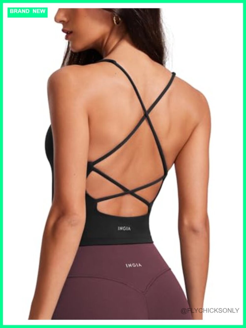 V Neck Padded Tank Top Criss Cross Strappy Back Cropped Yoga